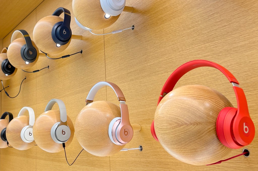 Beats headphones displayed in a store