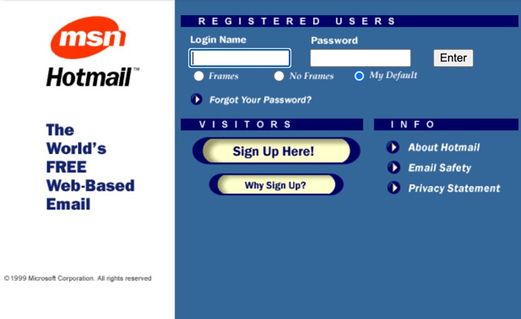 Hotmail from 1999