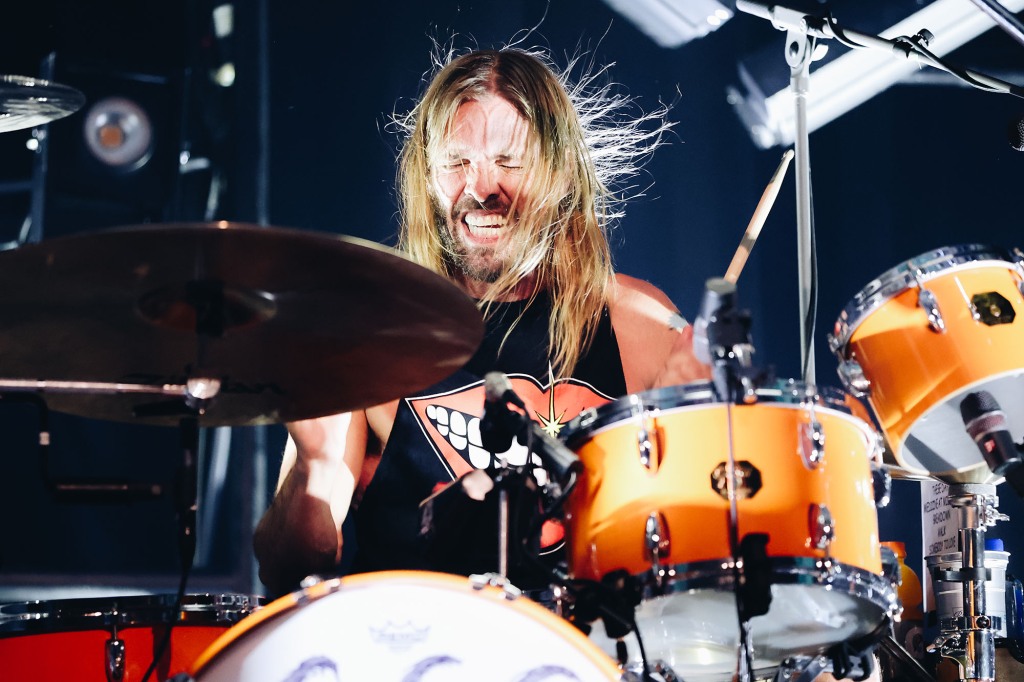 A photo of Taylor Hawkins on drums